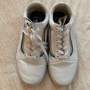 Vans Old Skool White Rainbow Pride Skate Shoes